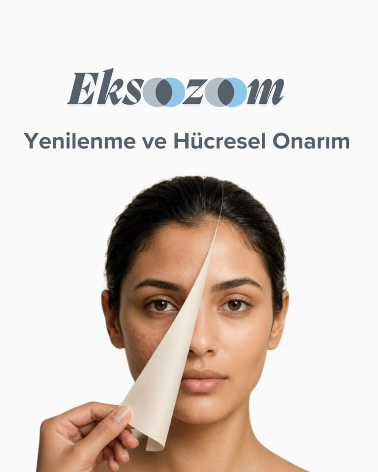 Cilt yenilenmesine yönelik eksozom uygulamasını anlatan görsel